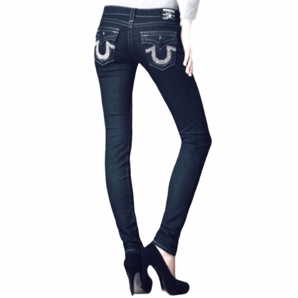 True Religion Julie Rhinestone Back pocket Jeans